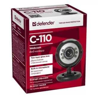 Defender C-110 web kamera, crno-siva 0.3 Mpix, USB 2.0, za prijenosno računalo/LCD