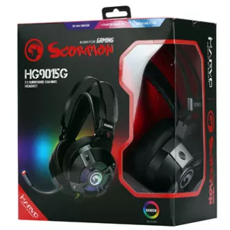 Marvo HG9015G slušalice s mikrofonom, žičane, crne, 7.1 (virtualne), USB