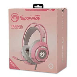 Marvo HG8936 slušalice s mikrofonom, žičane, ružičaste, pozadinsko osvjetljenje, 3,5 mm priključak + USB