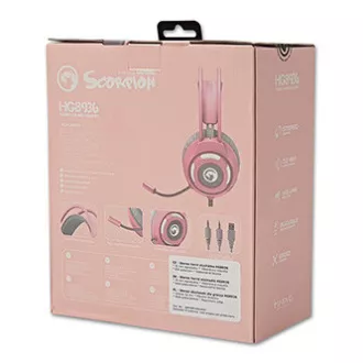 Marvo HG8936 slušalice s mikrofonom, žičane, ružičaste, pozadinsko osvjetljenje, 3,5 mm priključak + USB