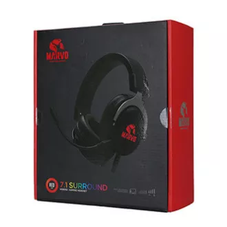 Marvo HG9052 slušalice s mikrofonom, žičane, crne, 7.1 (virtualne), crveno pozadinsko osvjetljenje, 7.1 (virtualne) USB tip