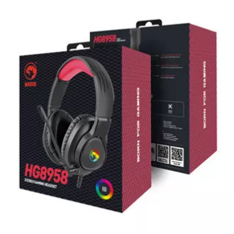 Marvo HG8958 slušalice s mikrofonom, žičane, crne, gaming, 3,5 mm priključak + razdjelnik + USB