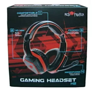 Red Fighter H2 gamerske slušalice s mikrofonom, žičane, crno-crvene, 2x 3,5 mm priključak
