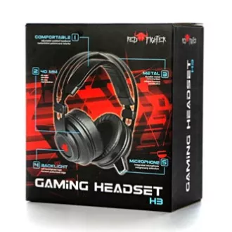 Red Fighter H3 slušalice s mikrofonom, žičane, crno-crvene, gaming, pozadinsko osvjetljenje, 2x 3,5 mm priključak + USB