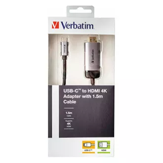USB (3.1) hub 1-port, 49144, siva, duljina kabela 1,5 m, Verbatim, USB C na HDMI adapter