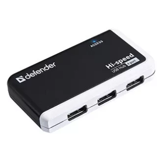 USB (2.0) hub 4-port, Quadro Infix, crno-siva, Defender, LED indikator, kompakt. USB (2.0) hub 4-port, Quadro Infix, crno-siva, Defender, LED indikator, kompakt.