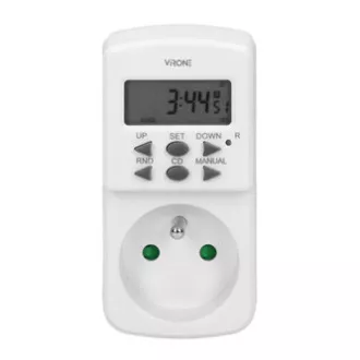 Utičnica s elektronskim timerom Mini 230V, 50Hz, max 1800W, Virone, timer, 10 programa, 2P+Z