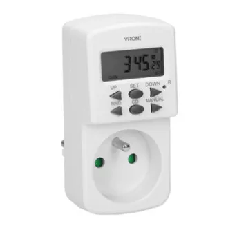 Utičnica s elektronskim timerom Mini 230V, 50Hz, max 1800W, Virone, timer, 10 programa, 2P+Z