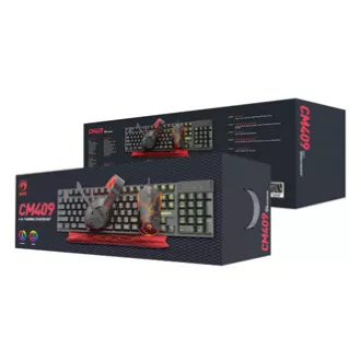 Marvo CM409 EN tipkovnica žična (USB) US, crna s gaming mišem, podlogom i slušalicama, gaming, membranski tip s pozadinskim osvjetljenjem