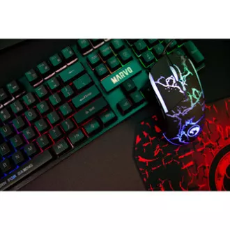 Marvo CM409 EN tipkovnica žična (USB) US, crna s gaming mišem, podlogom i slušalicama, gaming, membranski tip s pozadinskim osvjetljenjem