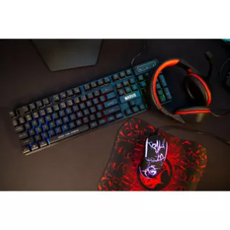Marvo CM409 EN tipkovnica žična (USB) US, crna s gaming mišem, podlogom i slušalicama, gaming, membranski tip s pozadinskim osvjetljenjem