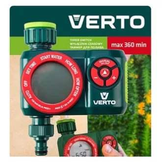 Verto elektronički vremenski prekidač s 4 funkcije, maksimalno vrijeme isključivanja 360 minuta, 1/2" i 3/4", zeleni, 15G751