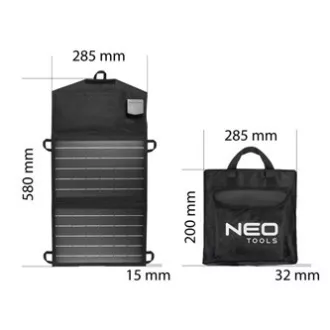 Prijenosni solarni panel s punjačem, Neo Tools, 15 W, 90-140