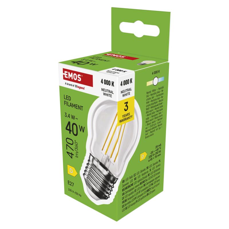 EMOS LED FLM MINI GL 3.4W(40W) 470lm E27 NW