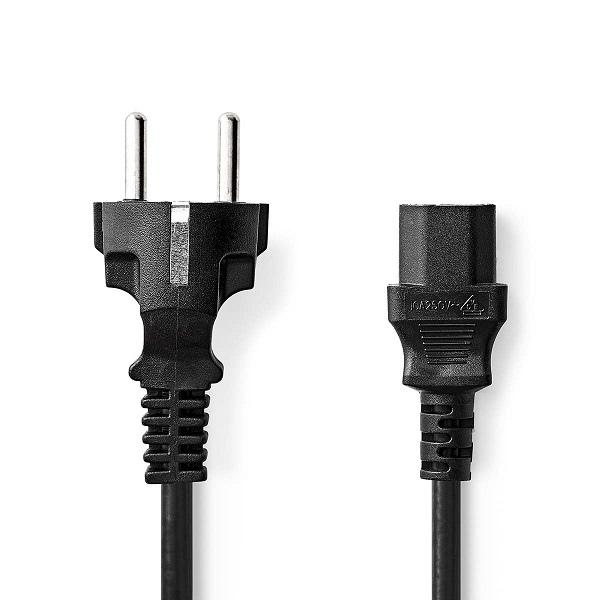 Nedis CEGL10030BK20 - Kabel za napajanje | Tip F utikač | IEC-320-C13 | Izravno | Izravno | 2 m | Crna