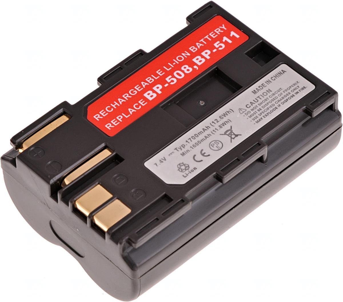 Baterija T6 Power Canon BP-508, BP-511, BP-511A, BP-512, BP-514, 1600mAh, 11.8Wh, smeđa