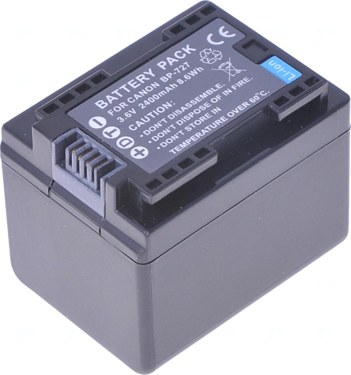 Baterija T6 power Canon BP-727, 2400mAh, 8.6Wh, crna
