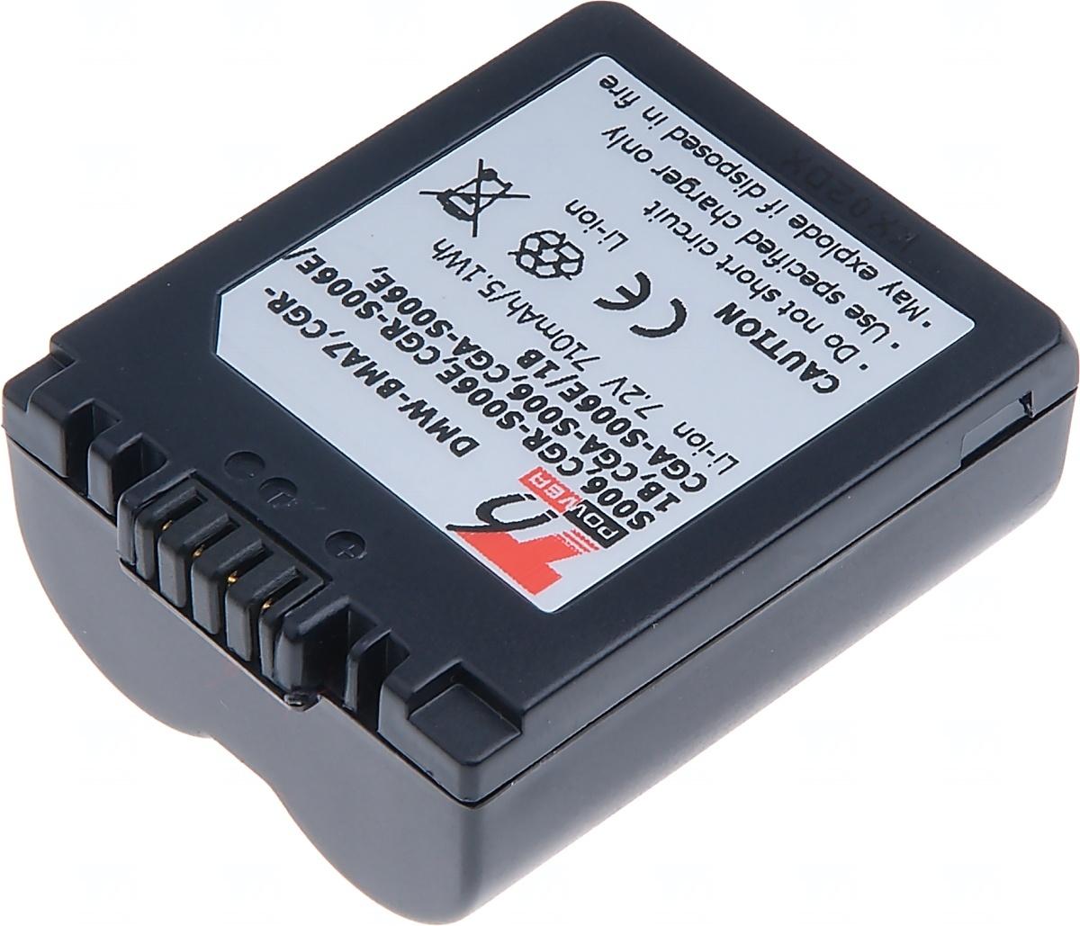Baterija T6 Power Panasonic DMW-BMA7, CGR-S006, CGR-S006E, CGA-S006, BP-DC5-E, 710mAh, 5.1Wh
