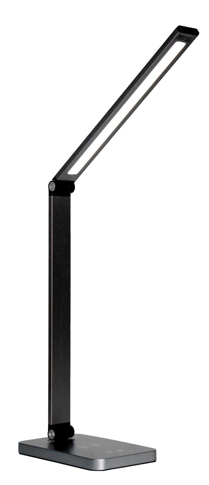 Platinet PDL888B LED stolna lampa 10W, prigušljiva, bežično punjenje, USB priključak, crna