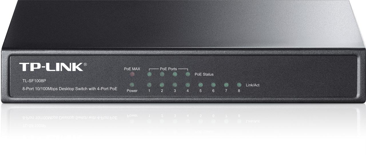 TP-Link TL-SF1008P 8x10/100 (4xPOE) 66W stolni metalni CCTV preklopnik