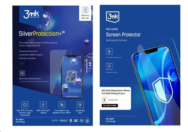 3mk All-Safe - AIO folija SilverProtection+ za potpuno mokro prianjanje za telefon, 25 kom