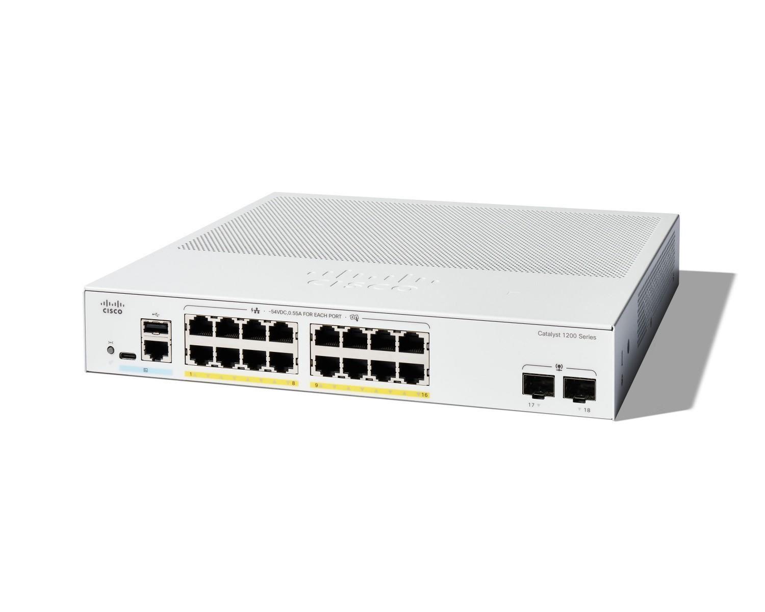 Cisco Catalyst preklopnik C1200-16P-2G (16xGbE, 2xSFP, 16xPoE+, 120W, bez ventilatora) - OSVJEŽENJE